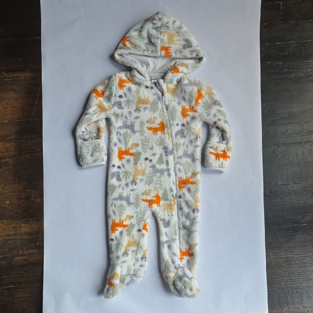 Little Beginnings 6-9mo Soft, Cozy Forest Fox Fleece Hooded Baby Bunting, Pram